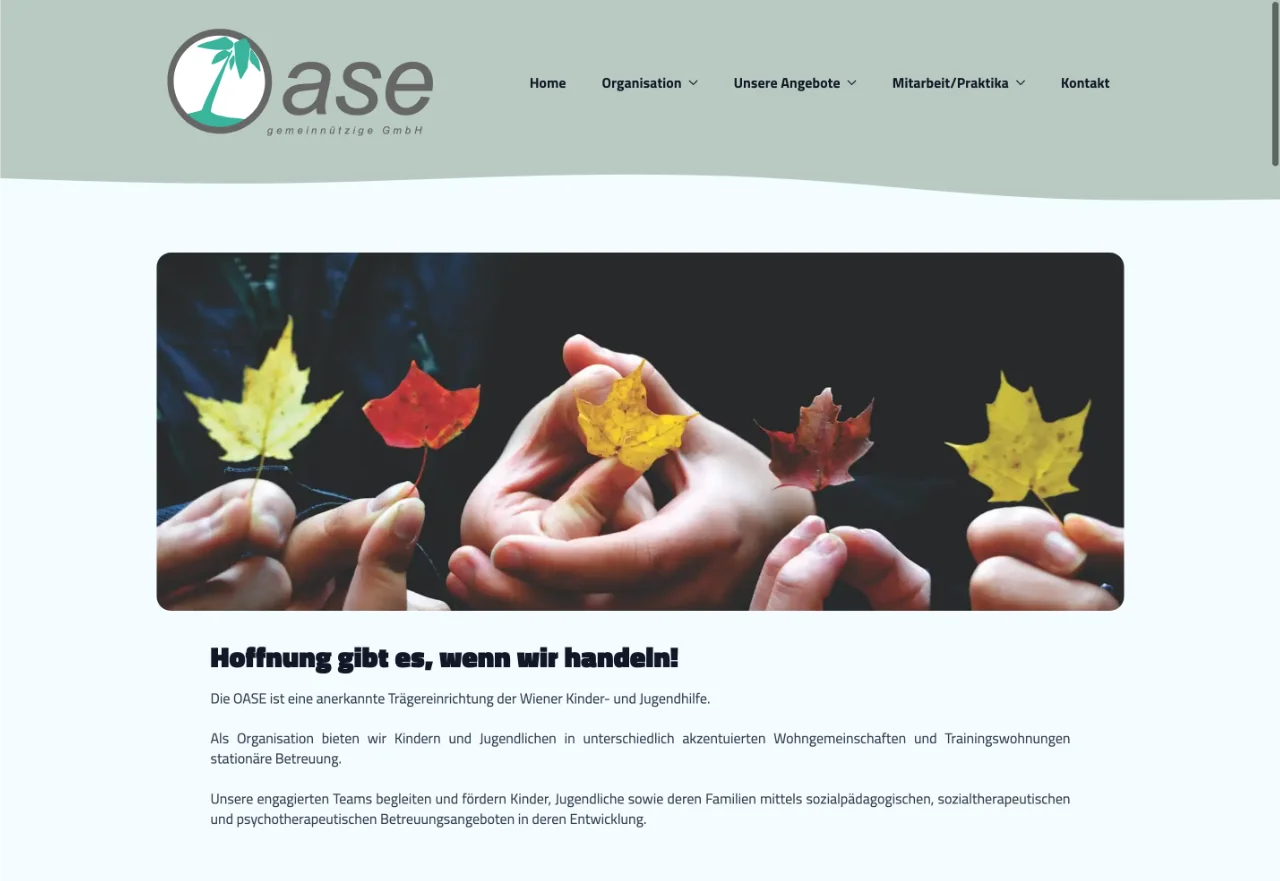 Oase Webpage Main Home